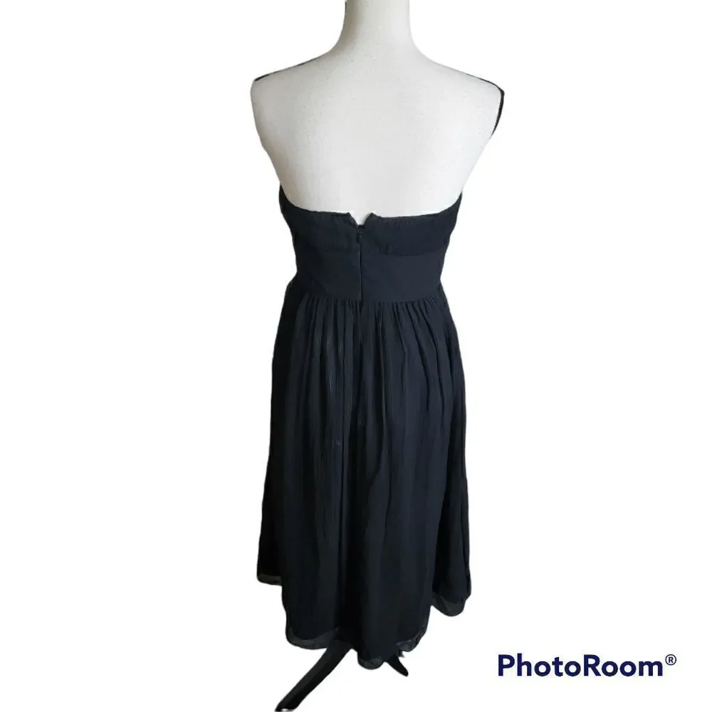 J. Crew NWT Black Strapless Silk Dress. Size 6.